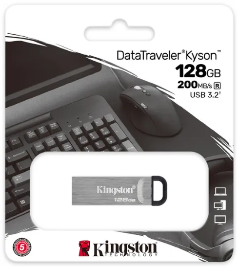 USB накопичувачі Kingston 128Gb DT Kyson USB3.2 R200mB/s Silver Black