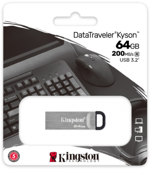 USB накопичувачі Kingston 64Gb DT Kyson USB3.2 R200mB/s Silver Black