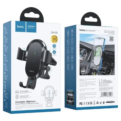 Автотримачі HOCO CA105 Wireless Charging Black