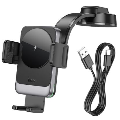 Автотримачі HOCO HW14 Speed Wireless Fast Charging Metal Gray