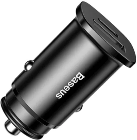 Зарядка 12V Baseus 30W 2USB Metal Black
