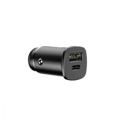 Зарядка 12V Baseus Sguare Metal PD 3.0 QC 4.0 + 30W USB + Type-C Black