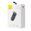 Зарядка 12V Baseus Sguare Metal PD 3.0 QC 4.0 + 30W USB + Type-C Black