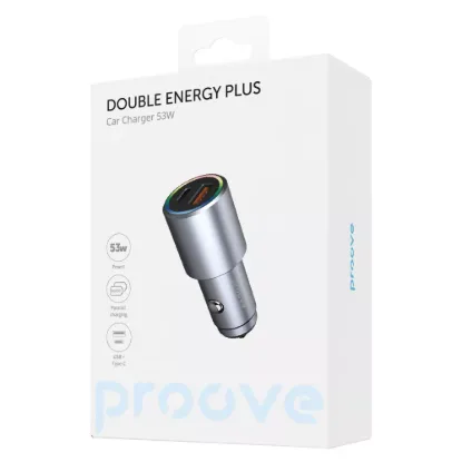 Зарядка 12V Proove Double Energy Plus Car Charger 53W Metal Gray