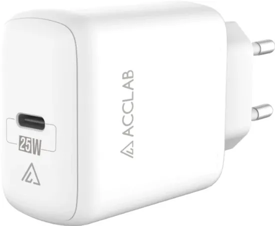 Зарядка 220V ACCLAB AL-TC125 1xType-C/QC3.0/PD3/25W White
