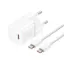 Зарядка 220V Baseus Palm Fast Charger 1C 20W EU Cable Type-C to Type-C 60W 1m White