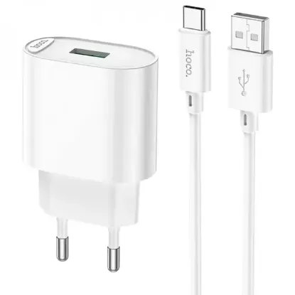 Зарядка 220V HOCO C109A 18W 1xUSB QC3.0 + Type-C Cable White