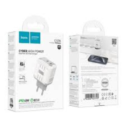 Зарядка 220V HOCO C137A PD45W/QC3.0/2xType-C White