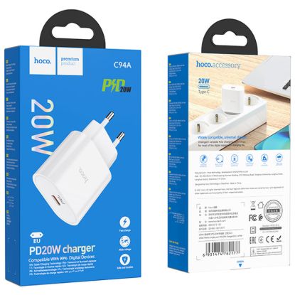Зарядка 220V HOCO C94A PD20W/1xType-C White