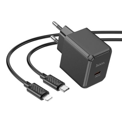 Зарядка 220V HOCO CS13A 20W/1xType-C + Type-C to Type-C Cable Black