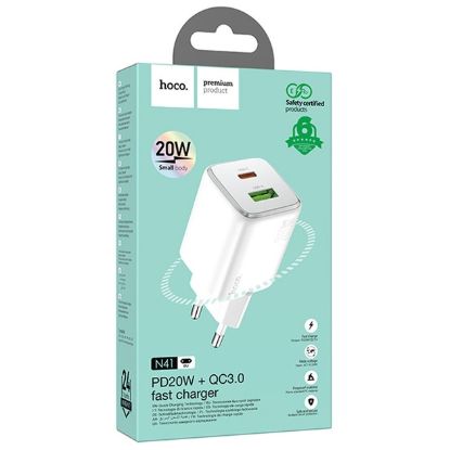 Зарядка 220V HOCO N41 PD20W/QC3.0/1xUSB/1xType-C White