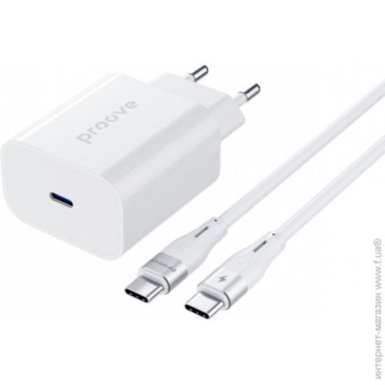 Зарядка 220V Proove Rapid Power Adapter Type-C 30W + Type-C - Type-C Cable White