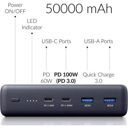 Зовнішні батареї Voltero 50000mAh S50 100W Black (гарантія 6 міс.)