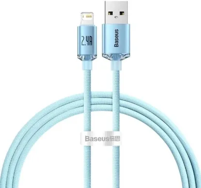 Кабелі Baseus Lightning 2.4A 1.2m Crystal Shine CAJY000003 Sky Blue