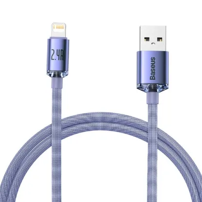 Кабелі Baseus Lightning 2.4A 1.2m Crystal Shine CAJY000005 Purple
