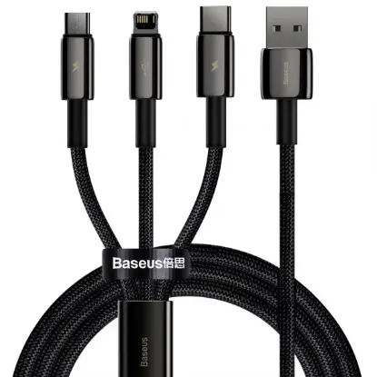 Кабелі Baseus USB to M+L+C 3.5A 1.5m Tungsten Gold CAMLTWJ-01 Black