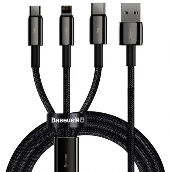 Кабелі Baseus USB to M+L+C 3.5A 1.5m Tungsten Gold CAMLTWJ-01 Black