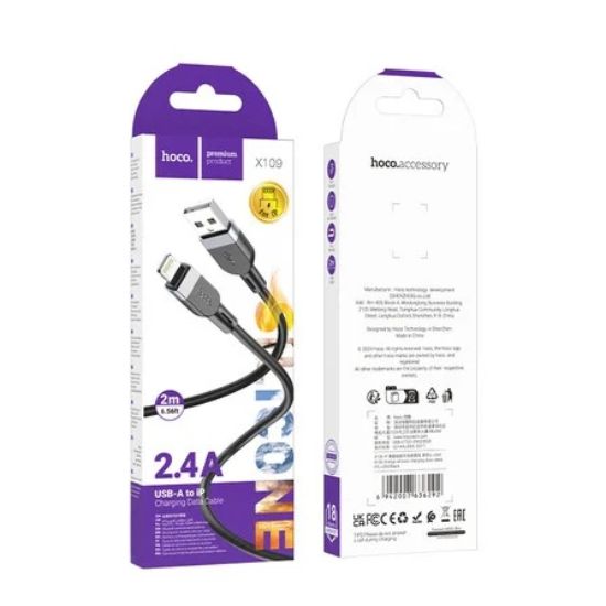 Кабелі HOCO X109 Lightning 2.4A 1.0m Black