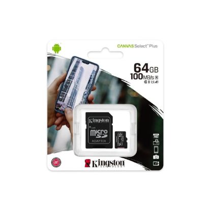Карта памяті Kingston microSDXC 64Gb Canvas Select Plus C10 UHS-I U1 A1 R100mB/s + adapter