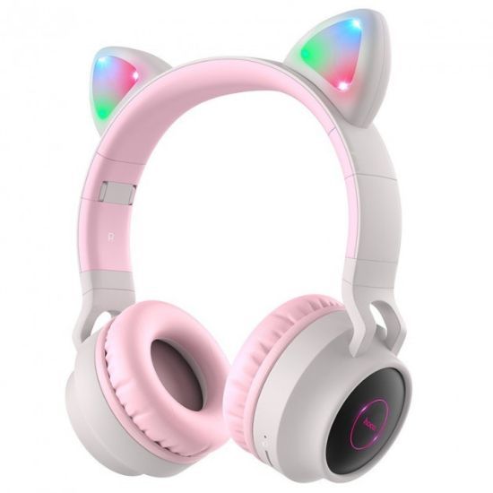 Навушники Hoco W27 CAT EAR Wireless headphones Pink&Grey