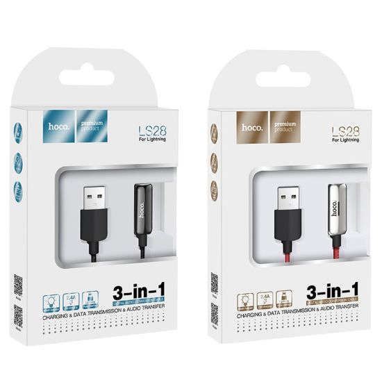 Перехідник HoCO 3in1 Apple to Lightning digital audio conversion cable (LS28)