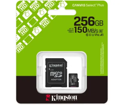 Карта памяті Kingston microSDXC 256Gb Canvas Select Plus C10 UHS-I U1 A1 R150mB/s + ad