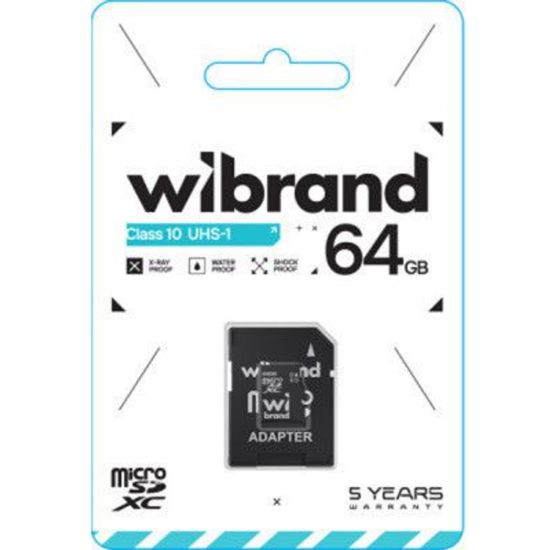 Карта памяті Wibrand microSDHC 64Gb C10 UHS-1 + adapter