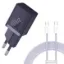 Зарядка 220V Baseus GaN5 Fast Charger (mini) 1C 30W EU + C - C Cable Purple