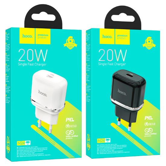 Зарядка 220V HOCO N24 PD20W/QC3.0/1xType-C Black