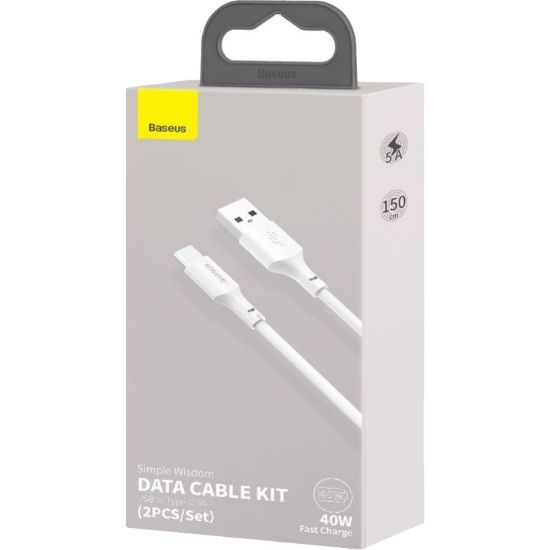 Кабелі Baseus Type-C 40W 5.0A 1.5m Simple Wisdom TZCATZJ-02 White