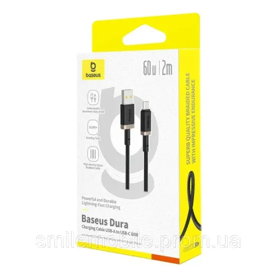 Кабелі Baseus Type-C 60W 2.0m Dura (P10377802U01-02) Black Gold