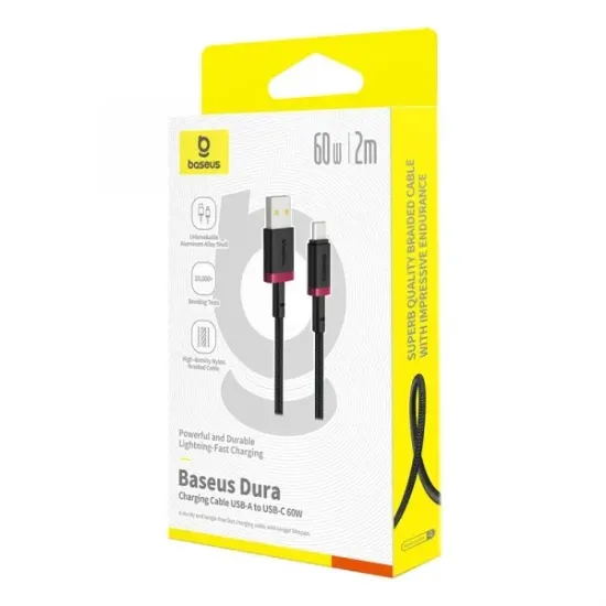 Кабелі Baseus Type-C 60W 2.0m Dura (P10377802U01-03) Black Red