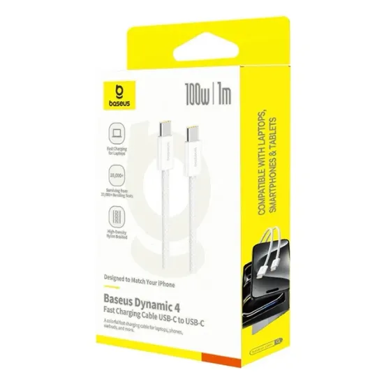 Кабелі Baseus Type-C to Type-C 100W 1.0m Dynamic 4 P10381400211-00 White