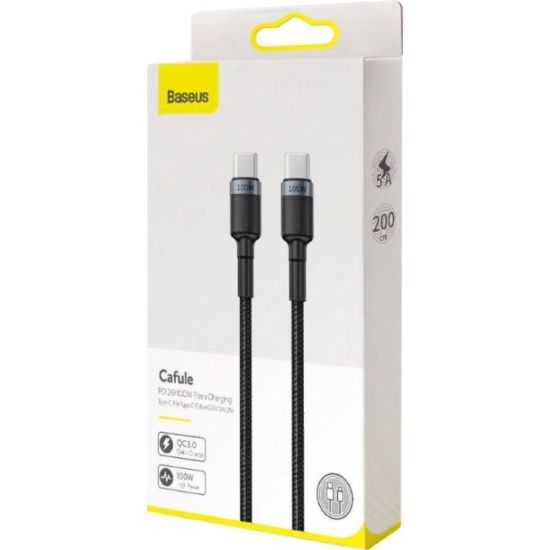 Кабелі Baseus Type-C to Type-C 100W 2.0m Cafule CATKLF-ALG1 Gray Black