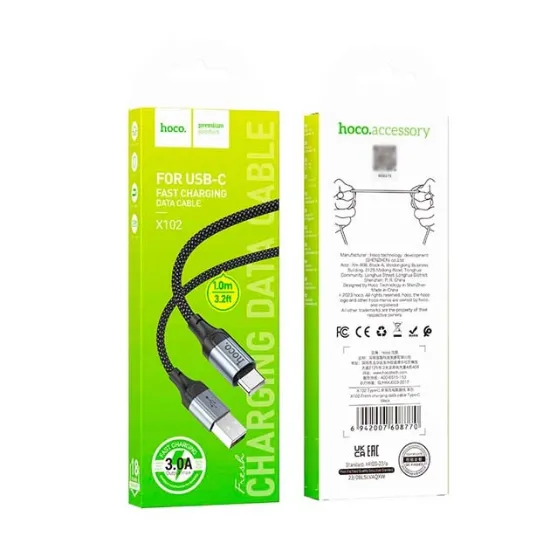 Кабелі HOCO X102 Type-C 3.0A 1.0m Black