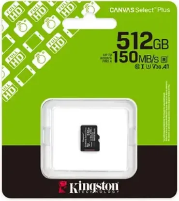 Карта памяті Kingston microSDXC 512Gb Canvas Select Plus C10 UHS-1 U3 A1 R150 mB/s