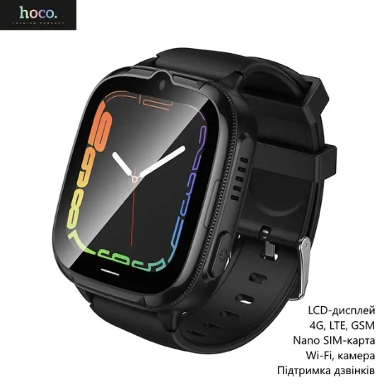 Дитячий годинник з GPS трекером HOCO Y106 4G Black