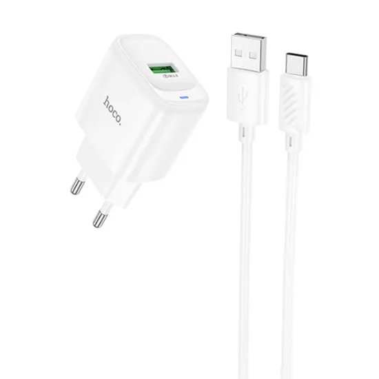 Зарядка 220V HOCO C140A 18W/QC3.0/1xUSB + Type-C Cable White