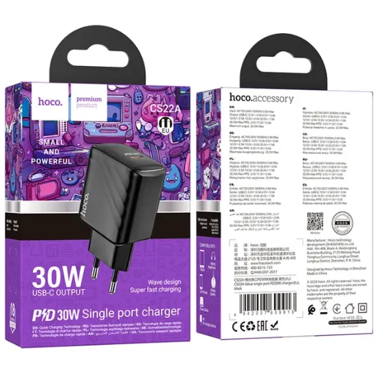 Зарядка 220V HOCO CS22A PD30W/1xType-C Black