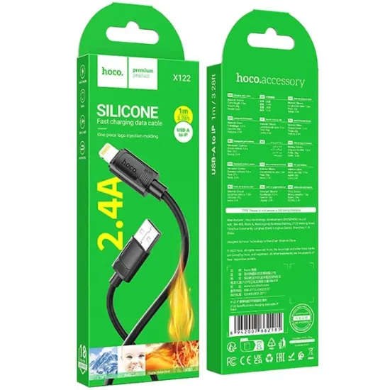 Кабелі HOCO X122 microUSB 2.4A 1.0m Black