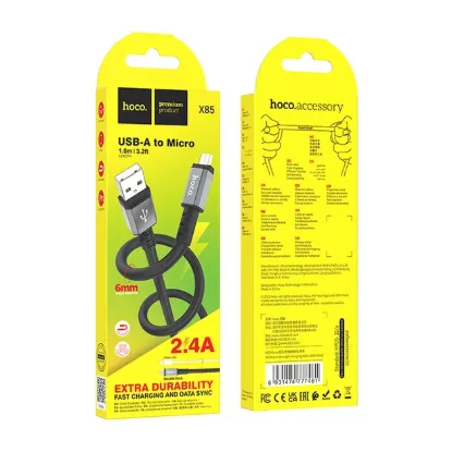 Кабелі HOCO X85 microUSB 2.4A 1.0m Black