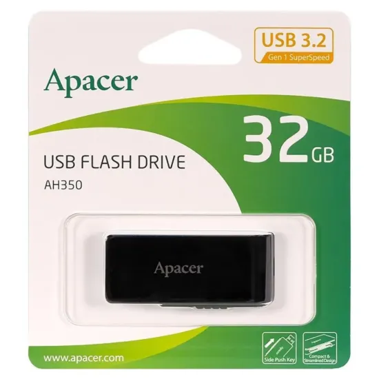 USB накопичувачі Apacer 32Gb AH350 USB 3.1 Black