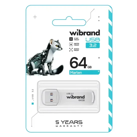 USB накопичувачі Wibrand 64Gb Marten White