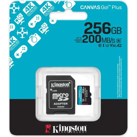 Карта памяті Kingston microSDXC 256Gb Canvas Go! Plus C10 UHS-I U3 A2 V30 R200mB/s