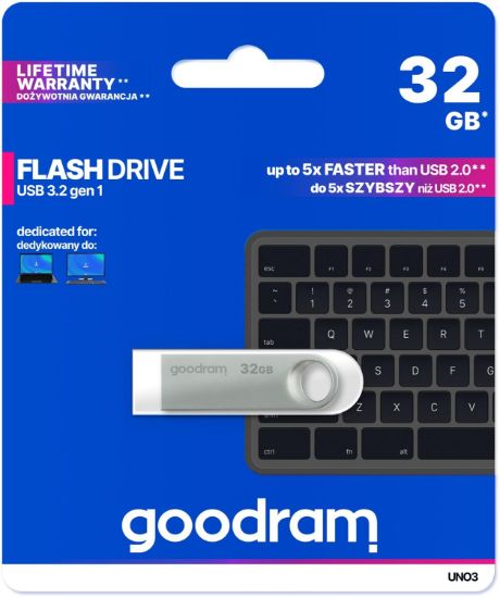USB накопичувачі Goodram 32Gb UN03 Silver