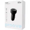 Зарядка 12V Proove Flash 60W 2 Type-C+USB Black