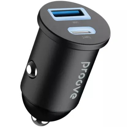Зарядка 12V Proove Tiny Power 30W Type-C + USB Black