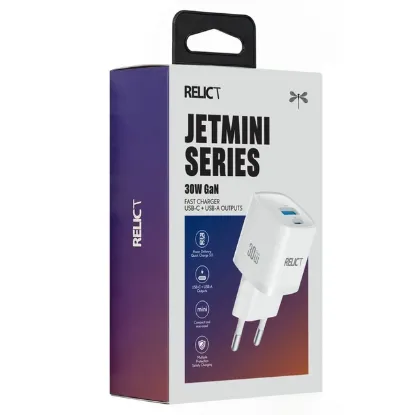 Зарядка 220V Relict JetMini GaN 30W/1xUSB/1xType-C White