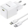Зарядка 220V Baseus Palm Fast Charger 1C 20W EU + Type-C - Lightning Cable White