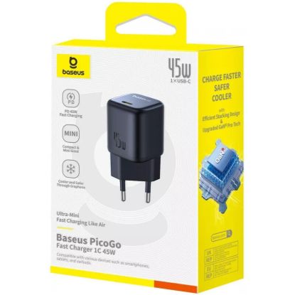 Зарядка 220V Baseus PicoGo GaN Fast Charger 45W Type-C Black